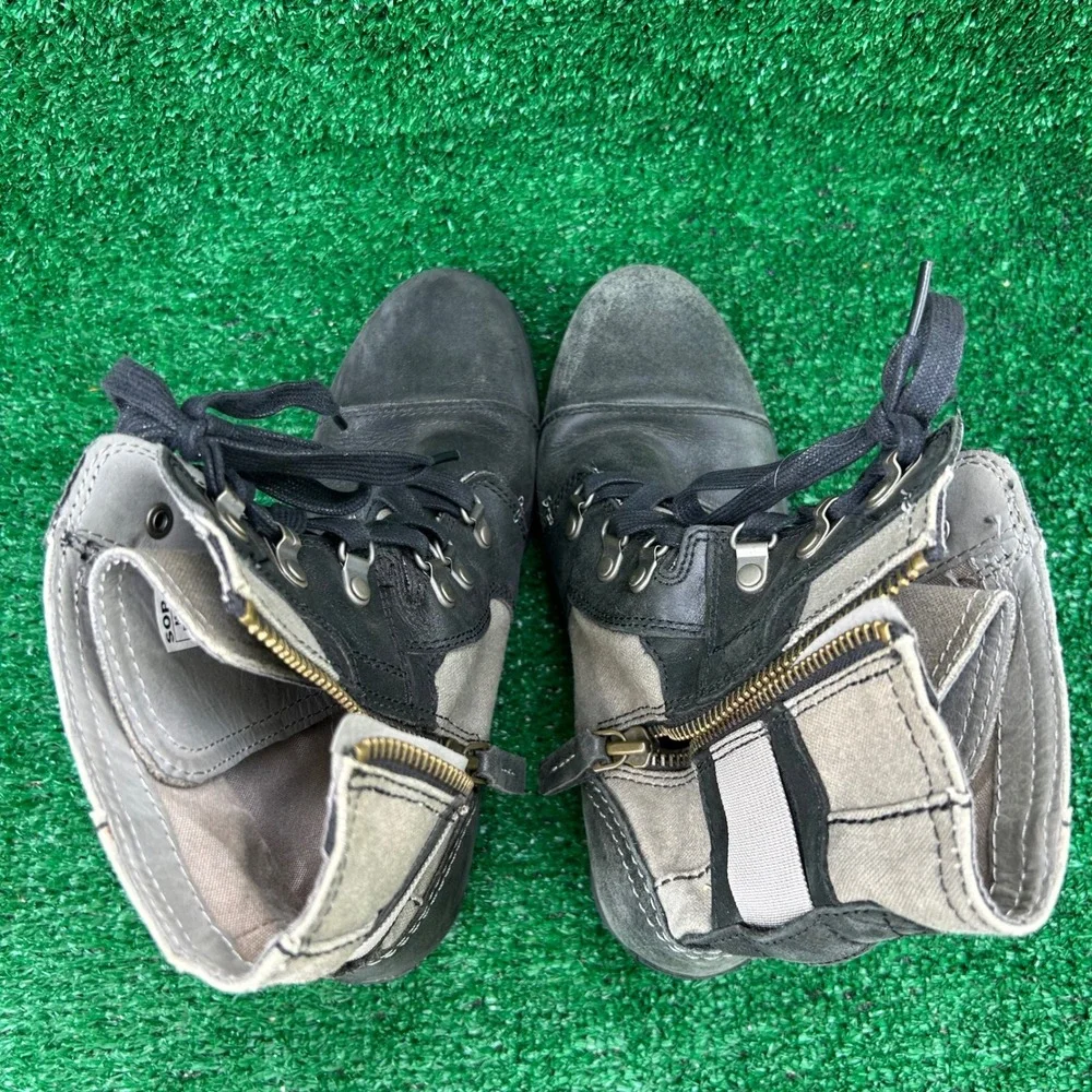 Sorel Major Carly Leather Canvas Boots Black Grill NL2157-252 Womens 7.5 - Picture 6 of 8